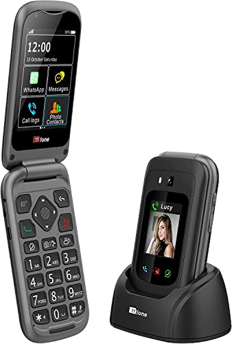 TTfone TT970 Whatsapp 4G Touchscreen Senior Big Button Flip Handy - mit 8MP Kamera und Hörgerät kompatibel und Notfallhilfe-Taste (Solo) von TTfone