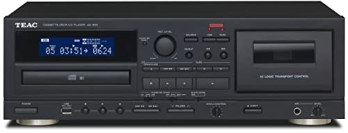 Teac AD-850(B) CD und Kassetten Player (Tapedeck, CD Musik-Spieler, mit Aufnahmefunktion für USB-Speicher, Karaoke-Funktion, Mikrofoneingang, CD-R/RW und MP3-Wiedergabe), Schwarz von Teac