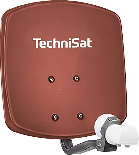 TechniSat DIGIDISH 33 – Satelliten-Schüssel für 2 Teilnehmer (33 cm kleine Sat Anlage - Komplettset mit Wandhalterung und Universal Twin-LNB) rot von TechniSat