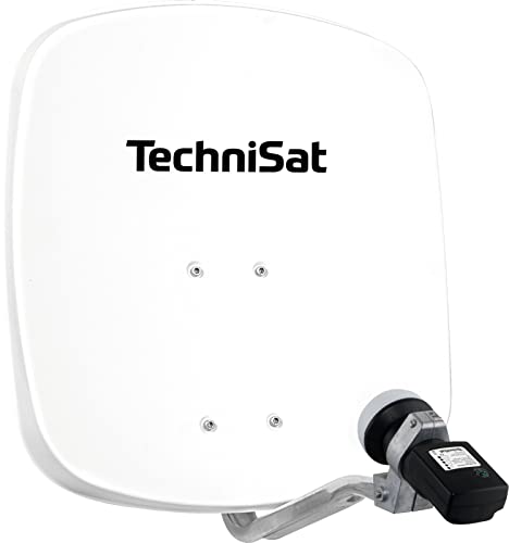 TechniSat DIGIDISH 45 – Satelliten-Schüssel für 1 Teilnehmer (45 cm kleine Sat Anlage - Komplettset mit Wandhalterung und Satfinder V/H-LNB) weiß von TechniSat