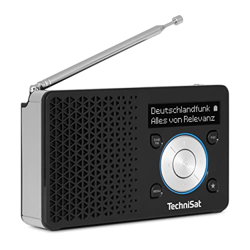 TechniSat DIGITRADIO 1 – tragbares DAB+ Radio mit Akku (DAB, UKW, Lautsprecher, Kopfhöreranschluss, Favoritenspeicher, OLED Display, klein, 1 Watt RMS) schwarz/silber von TechniSat