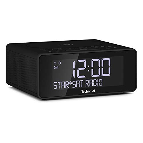 TechniSat DIGITRADIO 52 – Stereo DAB Radiowecker (Uhren Radio, Wecker, DAB+, UKW, Snooze-Funktion, Sleeptimer, dimmbares Display, Wireless-Charging , Lautsprecher 2 x 1 W), Anthrazit von TechniSat