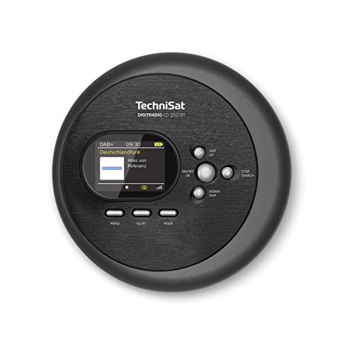 TechniSat DIGITRADIO CD 2GO BT - portabler CD-Player mit 2 Akku (Discman, mit MP3 Resume-Funktion, Bluetooth, ASP, Kopfhörer mit integrierter Antenne, DAB+/UKW Empfang, Equalizer, Favoritenspeicher) von TechniSat