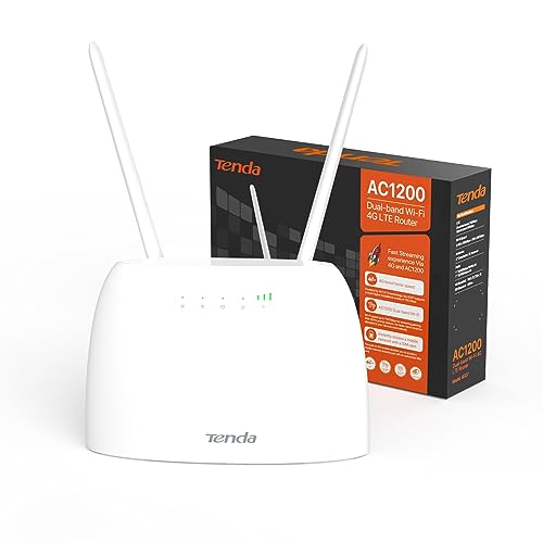 Tenda 4G07 4G LTE WLAN Router für SIM-Karten (CAT4, AC1200 Dualband 2,4GHz: 300Mbit/s + 5GHz: 867Mbit/s, 150 Mbit/s im Download) Plug & Play, LAN/WAN-Port, 2 Abnehmbare Antennen, MU-MIMO, Weiß von Tenda