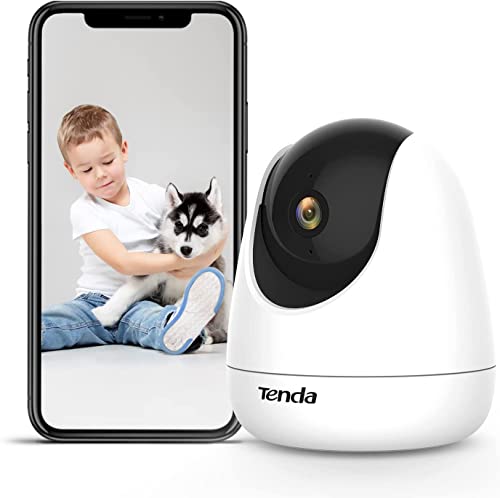 Tenda CP3 Überwachungskamera Innen, 1080p WLAN IP Kamera mit 2-Wege-Audio, 360°/155° drehbar, 12m Nachtsicht, Menschen Bewegungsmelder, Alarms & Push-Nachricht, Haustierkamera für Hund & Katze Alexa von Tenda