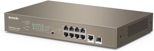 Tenda L3 Managed PoE Switch 10-Port Gigabit LAN Switch mit 8 PoE+ Ports (130W, VLAN, Igmp-Snooping, QoS, Weboberfläche, IEEE-802.3af/at, Metallgehäuse)(TEG5310P-8-150W) von Tenda
