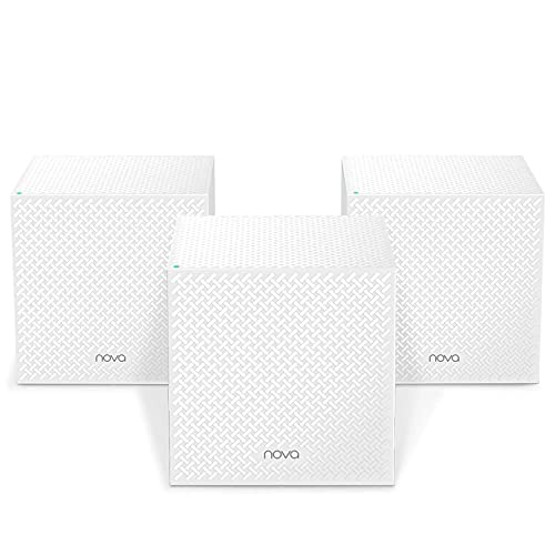 Tenda Nova MW12 Mesh WLAN System - AC2100 Tri-Band WLAN Mesh System -empfohlen für Häuser mit 3-5 Schlafzimmern - 9X Gigabit Port - Ersetzt WLAN Router & Repeater - Kompatibel mit Alexa - 3Pack von Tenda