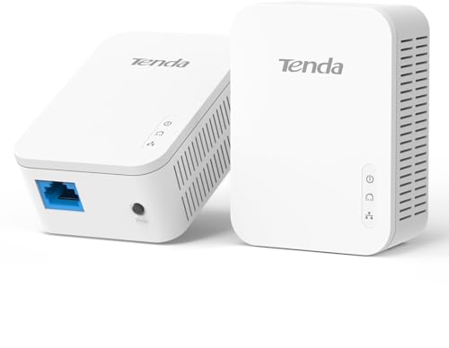 Tenda PH3 Powerline Adapter Kit, 1000Mbit/s Homeplug AV2, 2 Gigabit LAN Ports, Plug&Play, Internet per Steckdose über Ihre Stromleitung, energiesparend weiß von Tenda