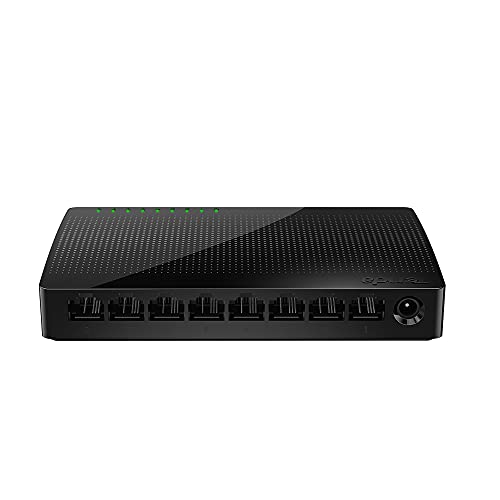 Tenda SG108 LAN Switch 8 Port, Gigabit Netzwerk Switch LAN Verteiler (Plug-and-Play Netzwerkswitch, Mini & leicht, 2000MBit/s im Vollduplexmodus, unmanaged) Schwarz von Tenda