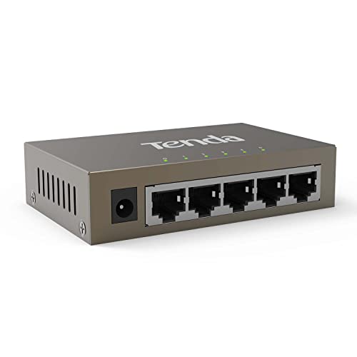 Tenda TEG1005D Netzwerk Switch 5 Port Gigabit Switch LAN Splitter LAN Verteiler (Plug-and-Play Ethernet Switch, bis 2000 MBit/s im Vollduplexmodus, Metallgehäuse, unmanaged) von Tenda