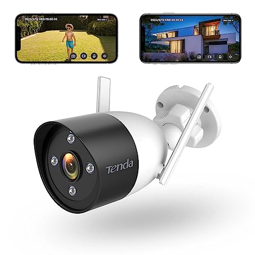 Tenda Überwachungskamera Aussen WLAN 2K, 3MP WLAN IP Kamera mit Zwei-Wege-Audio, 30m Vollfarb-Nachtsicht, IP66 Wasserdicht, Personenerkennung & Bewegungserkennung, SD Karte & Cloud, CT6 von Tenda