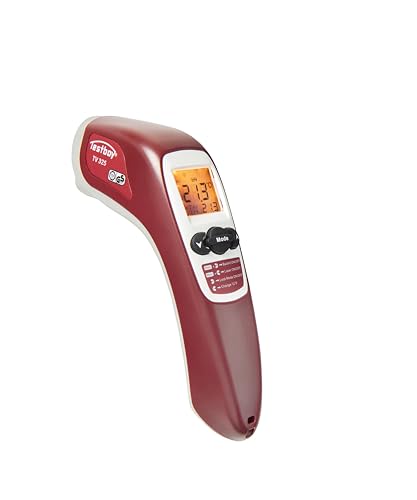 Testboy TV 325 Infrarot-Thermometer mit einstellbarem Emissionswert (Min-/Maxwertspeicher/Alarmfunktion, einstellbarer Emissionsgrad, K-Typ Fühler), Rot/Grau von Testboy