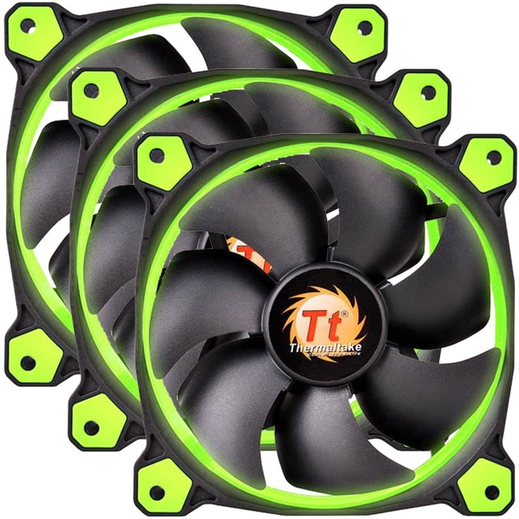 Riing 12 LED Green 3-Fan Pack, Gehäuselüfter von Thermaltake