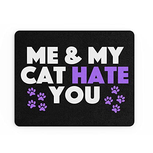 Lustiges Mauspad für Büroarbeit, Arbeit, Schreibtischzubehör, Computer, Kollegen, Kollegen, Me and My Cat, Hate You Grumpy Cats Pet Banter | MM453 von Tongue in Peach