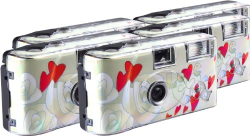 TopShot Flying Hearts Einwegkamera / Hochzeitskamera (27 Fotos, Blitz, 5-er Pack) von TopShot
