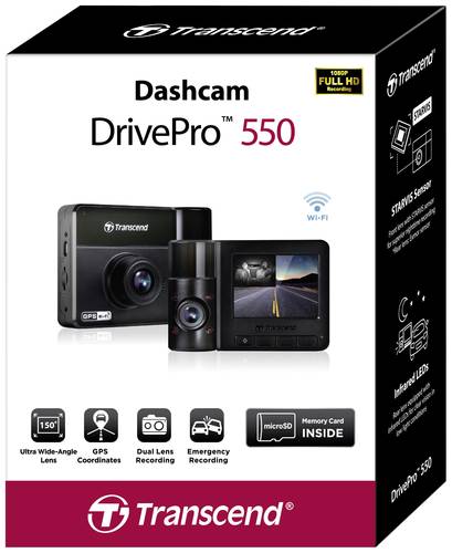 Transcend DrivePro 550B Dashcam mit GPS Blickwinkel horizontal max.=150° 12 V, 24V WLAN, Akku, Inne von Transcend