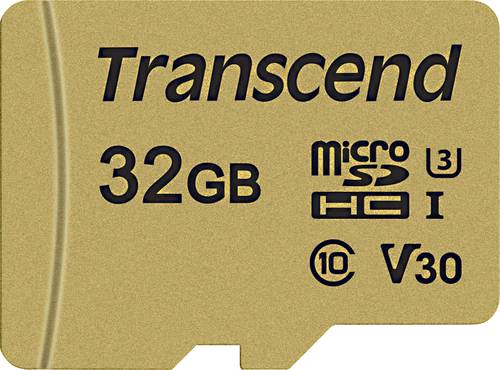 Transcend Premium 500S microSDHC-Karte 32GB Class 10, UHS-I, UHS-Class 3, v30 Video Speed Class inkl von Transcend