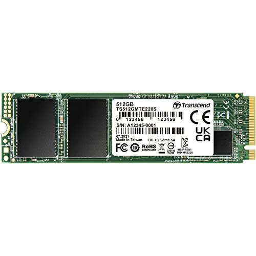 Transcend TS512GMTE220S 512GB M.2 Ultra-Highspeed SSD für High-End-Anwendungen (Gaming, digitale Audio- und Videoproduktionen etc.), schnelle Übertragung bis zu 3.500/2.700 MB/s, PCIe™ Gen3 x4, 2280 von Transcend