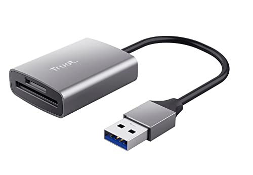 Trust Dalyx Schnelles USB-Kartenlesegerät aus Aluminium mit Standard-USB-Anschluss, USB-Anschluss 3.2 Gen. 1 mit Anschlusstyp A, (Mikro) SD, SDHC und SDXC bis zu 2 TB, PC, MacBook, Chromebook, Laptop von Trust