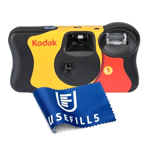 Einweg-Kamera-Set mit Kodak-Kamerafilm, Quicksnap Einwegkamera, lustig, ISO 800, 35 mm, 27 Aufnahmen, mit Marken-Mikrofasertuch USEFILL5 von USEFILL5