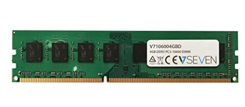 V7 V7106004GBD Desktop DDR3 DIMM Arbeitsspeicher 4GB (1333MHZ, CL9, PC3-10600, 240pin, 1.5 Volt) von V7