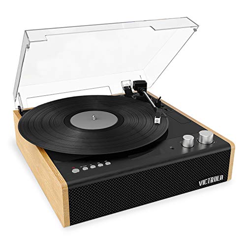 Victrola Eastwood Dual-Bluetooth-Plattenspieler – Vinyl-Plattenspieler mit 3 integrierten Lautsprechern und integrierten Lautsprechern, schwarz (Hinweis: Alle Tasten für britische Tastaturen) von Victrola