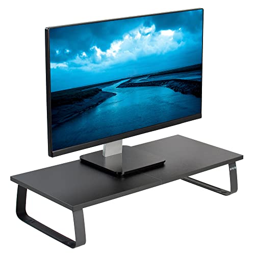 VIVO Monitorständer, 61 cm (24 Zoll), Holz und Stahl, Desktop-Erhöhung, Bildschirm, Tastatur, Laptop, Kleiner ergonomischer TV-Schreibtisch und Tisch-Organizer, schwarz, STAND-V000D von VIVO