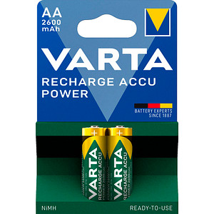 2 VARTA Akkus RECHARGE ACCU Power Mignon AA 2.600 mAh von Varta