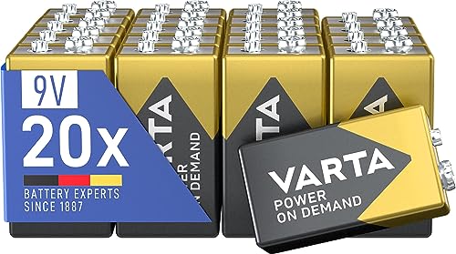 VARTA Batterien 9V Blockbatterien, 20 Stück, Power on Demand, Alkaline, Vorratspack, smart, flexibel, leistungsstark, ideal für Rauchmelder, Brand- & Feuermelder [Exklusiv bei Amazon] von Varta