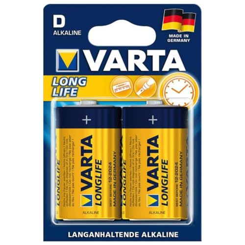 VARTA Batterien D Mono, 4 Stück, Longlife, Alkaline, 1,5V, ideal für Fernbedienungen, Wecker, Radios, Made in Germany von Varta