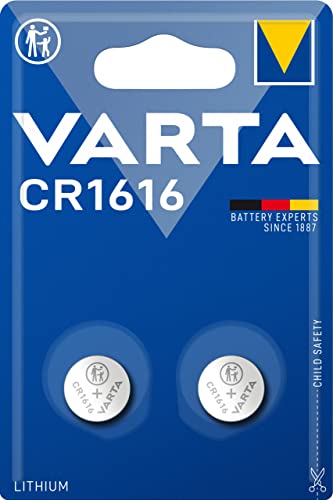 VARTA Batterien Knopfzellen CR1616, 2 Stück, Lithium Coin, 3V, kindersichere Verpackung, für elektronische Kleingeräte - Autoschlüssel, Fernbedienungen, Waagen von Varta