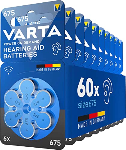 VARTA Hörgerätebatterien Typ 675 blau, Batterien 60 Stück Vorratspack, Power on Demand, wireless approved, Größe p 675 für Hörgeräte & Hörhilfen, Made in Germany [Exklusiv bei Amazon] von Varta