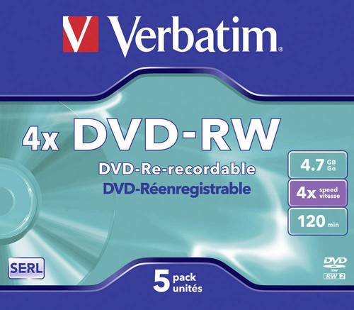 Verbatim 43285 DVD-RW Rohling 4.7GB 5 St. Jewelcase Wiederbeschreibbar von Verbatim