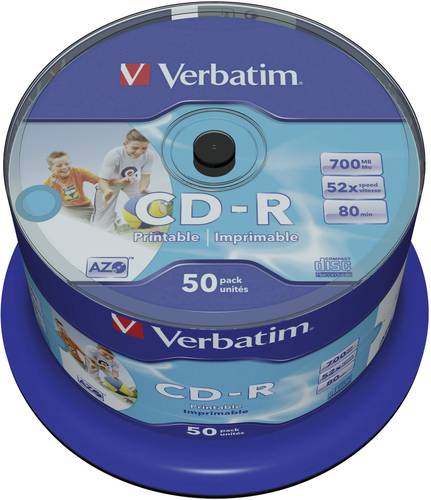 Verbatim 43438 CD-R 80 Rohling 700 MB 50 St. Spindel Bedruckbar von Verbatim