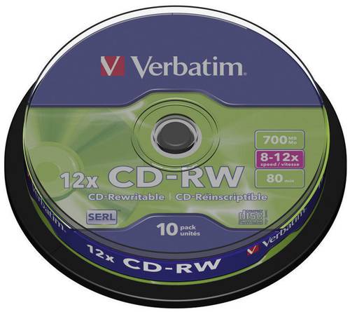 Verbatim 43480 CD-RW Rohling 700 MB 10 St. Spindel Wiederbeschreibbar von Verbatim