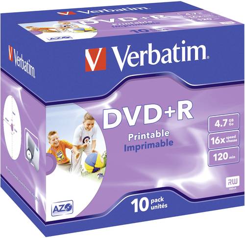 Verbatim 43508 DVD+R Rohling 4.7GB 10 St. Jewelcase Bedruckbar von Verbatim