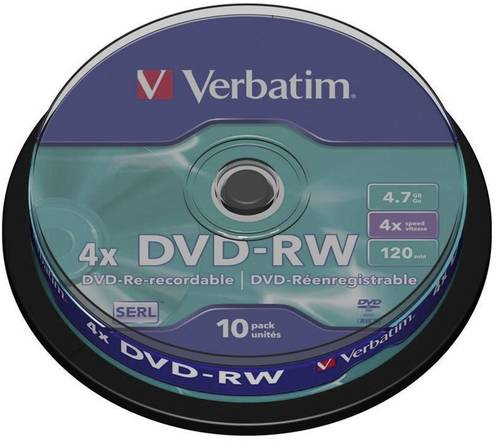 Verbatim 43552 DVD-RW Rohling 4.7GB 10 St. Spindel Wiederbeschreibbar von Verbatim