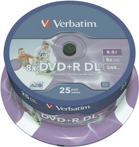 Verbatim 43667 DVD+R DL Rohling 8.5GB 25 St. Spindel Bedruckbar von Verbatim
