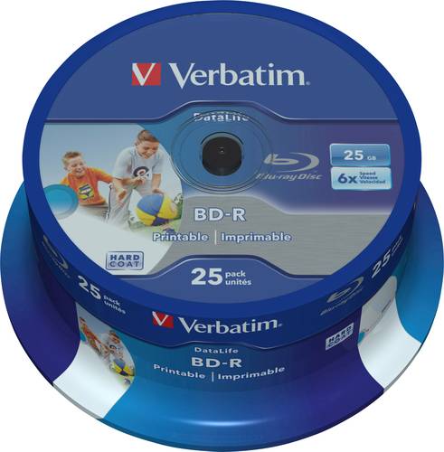 Verbatim 43811 Blu-ray BD-R SL Rohling 25GB 25 St. Spindel Bedruckbar, Antikratzbeschichtung von Verbatim
