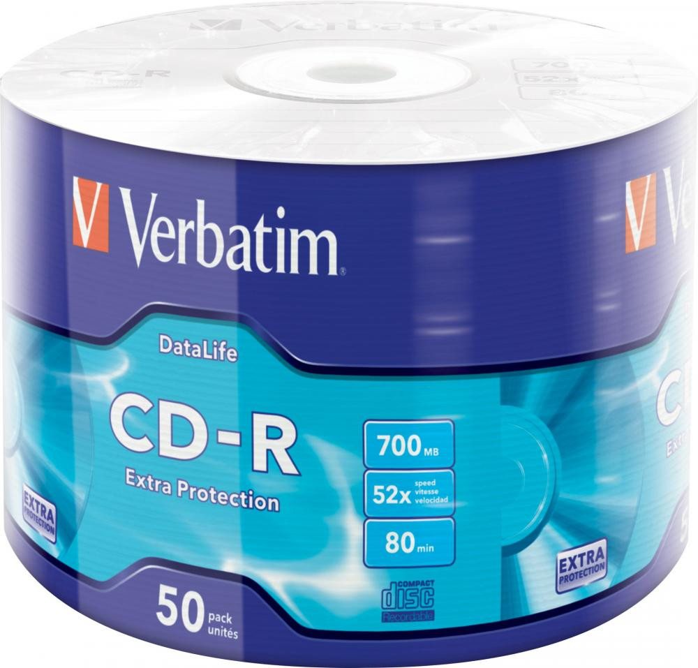 Verbatim CD-Rohling 50 Rohlinge CD-R 80Min 700MB 52x Shrink von Verbatim