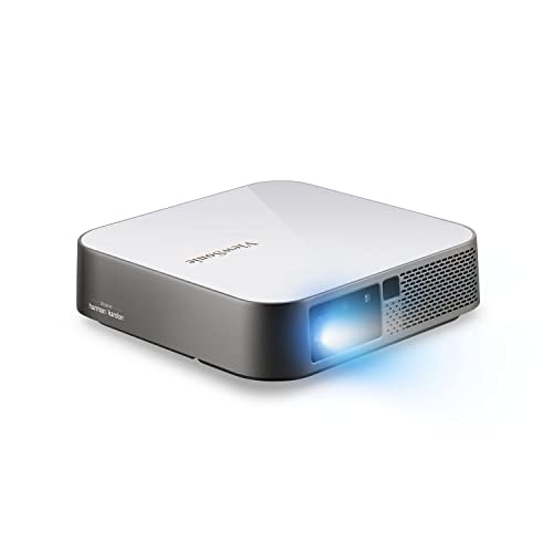 Viewsonic M2E Portabler LED Beamer (Full-HD, 1.000 Lumen, Rec. 709, HDMI, USB, USB-C, WLAN Konnektivität, Bluetooth, SD-Kartenleser, 2X 3 Watt Lautsprecher) Weiß-Silber von ViewSonic