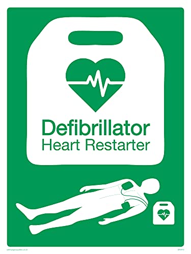 5 Stück – Defibrillator Heart Restarter mit großem British Heart Foundation-Symbol – 150 x 200 mm – A5P von Viking Signs