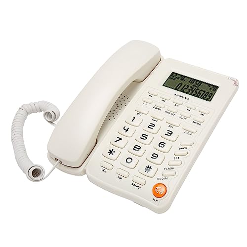 Schnurgebundenes Telefon, Festnetztelefon mit Hochauflösendem Display, Kabelgebundenes Telefon mit Großen Tasten und Rückruffunktion (Weiss) von Vikye