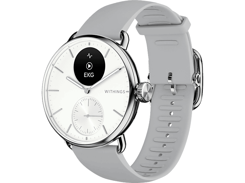 WITHINGS ScanWatch 2 Smartwatch Edelstahl Armbandmaterial: Edelstahl, Kautschuk, 38 mm, Weiß von WITHINGS