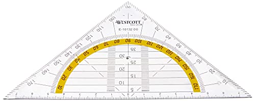 Westcott E-10132 00 Geometriedreieck Kunststoff bruchsicher, 14 cm, transparent von Westcott