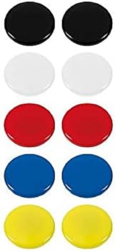 Westcott Haftmagnete 10er Pack, 30 mm, rund, je 2x weiß, schwarz, rot, blau, gelb, E-10822 00 von Westcott