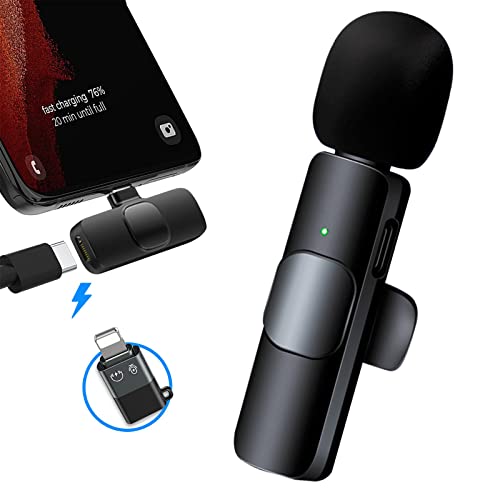 YOOUS Lavalier Mikrofon für iOS/Android, Mini Microphone Plug & Play lavalier mikrofon Wireless für YouTube/Facebook-Live-Stream, TikTok Vlog (Keine App und Bluetooth erforderlich), Schwarz-A von YOOUS