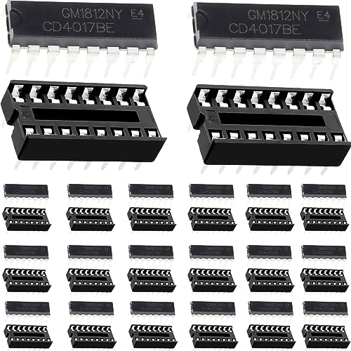 Youmile 20 Stück CD4017BE CD4017 CMOS-Dekadenzähler mit 20 decodierten Ausgängen Chip-Sockel-Adapter, für HEF4017BP TC4017BP DIP-16 CD4017 CD4017B HCF4017BE von Youmile
