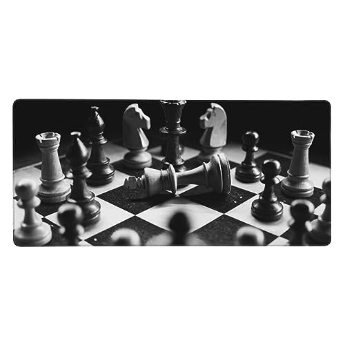 Schwarzes und weißes Schach-Design, erweitertes großes Mauspad, 90 x 40 x 0,3 cm, Mauspad für langlebige, rutschfeste Naturkautschuk-Basis, Gaming-Computer-Mauspad für Büro, Gamer, Zuhause von YoupO