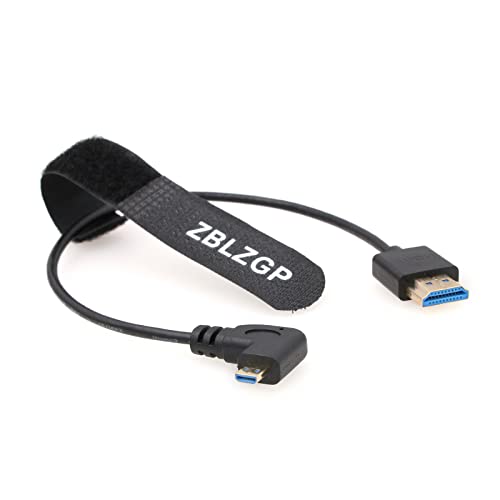 ZBLZGP 8K 3D Micro HDMI to HDMI Male to Male High Speed Cable for HUDL 1 & HUDL 2 Camera to TV, HDTV, LCD, Plasma, Monitor (30CM, Schwarz - rechts gebogen) von ZBLZGP